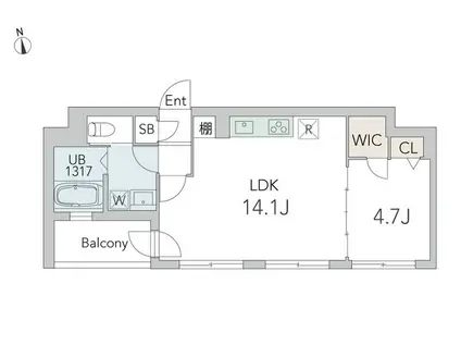 GRANDUO用賀6(1LDK/3階)の間取り写真