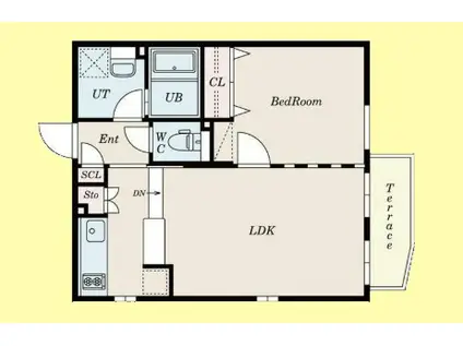 ガーデンリックス荏原中延(1LDK/1階)の間取り写真