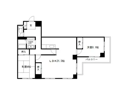 多賀城ロジュマンG棟(2LDK/7階)の間取り写真