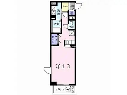 さくら弐番館(ワンルーム/1階)の間取り写真