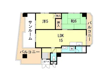 プリオーレ神戸(2LDK/14階)の間取り写真