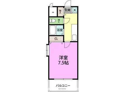 サザン薬院(1K/4階)の間取り写真