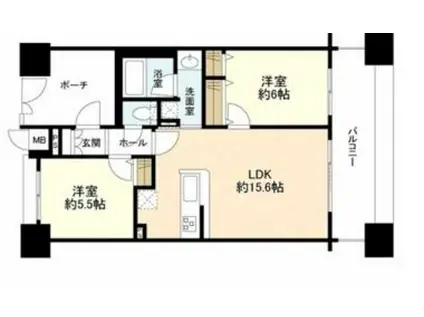 パークフラッツ横濱公園(2LDK/13階)の間取り写真