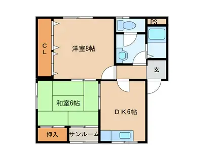 ガーデンヒルG-II(2DK/1階)の間取り写真