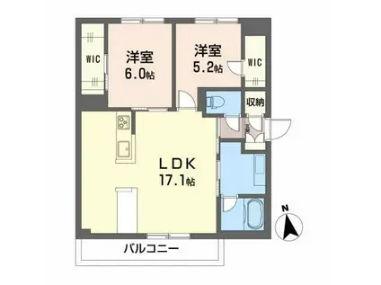 ビアッジオ松縄(2LDK/1階)の間取り写真