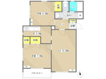 ストークビレッヂ桜台F棟(2LDK/2階)の間取り写真