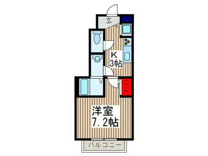 プランドール(1K/1階)の間取り写真