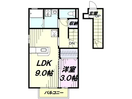 セジュール宮沢 A棟(1LDK/2階)の間取り写真