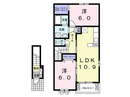 フィールド・サンB(2LDK/2階)の間取り写真