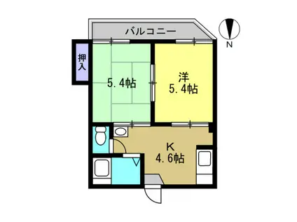 ニューハイツK(2K/1階)の間取り写真