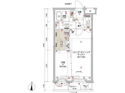 ARCOBALENO HIGASHIMUKOJIMA(1LDK/5階)の間取り写真