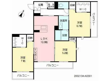 グレースガーデン田井島(3LDK/3階)の間取り写真