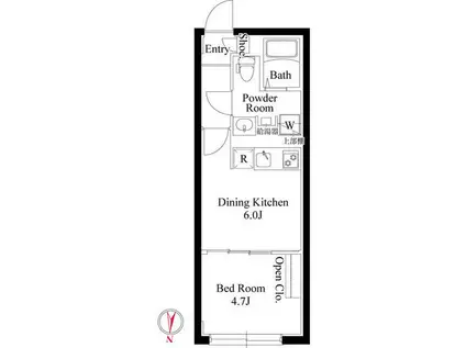 グローリオシェルト駒込西ケ原(1DK/5階)の間取り写真