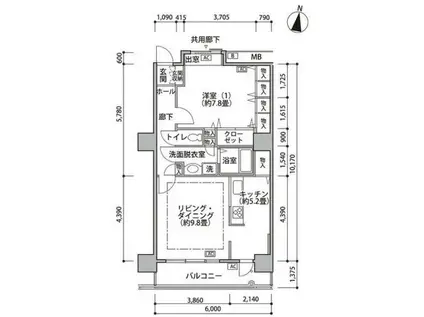 東雲キャナルコートCODAN18号棟(1LDK/8階)の間取り写真