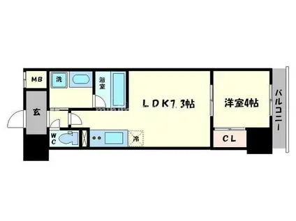 LC大手通(1DK/11階)の間取り写真