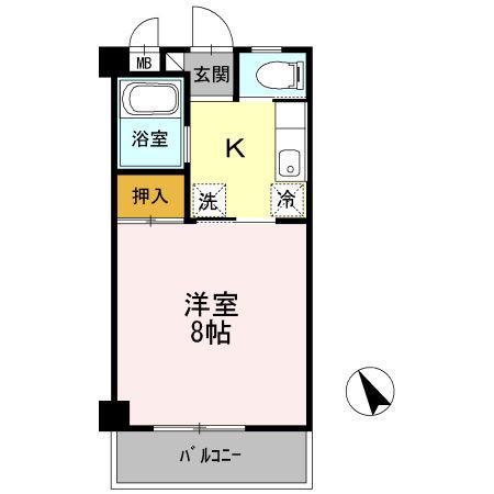 棒屋第2城北ハイツ(1K/3階)の間取り写真
