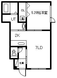スマイルハート(1DK/1階)の間取り写真