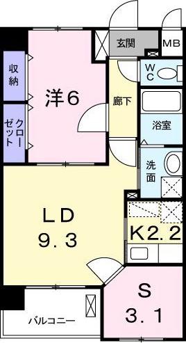 スカイウィング(1LDK/5階)の間取り写真