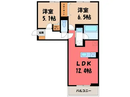 LA MAISON天川原町一丁目 A棟(2LDK/3階)の間取り写真