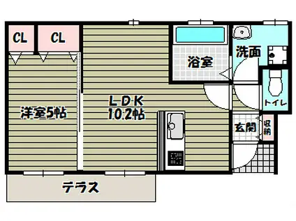 南海高野線 滝谷駅(大阪) 徒歩11分 2階建 築11年(1LDK/1階)の間取り写真