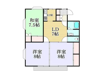 ローレンスパークB(3DK/2階)の間取り写真