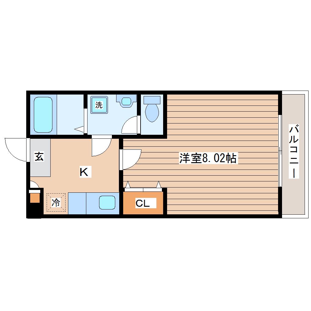 クレフラスト原ノ町(1K/1階)の間取り写真
