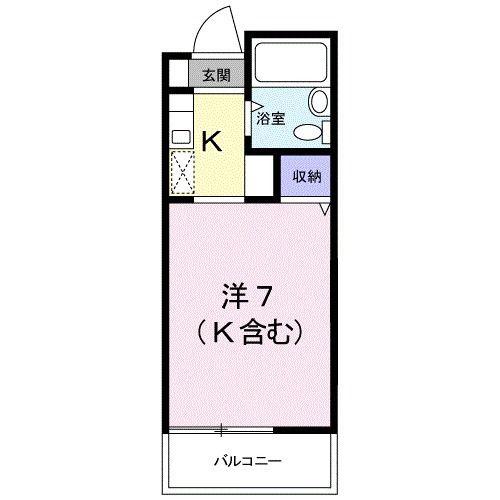 池田ハイツB(ワンルーム/1階)の間取り写真