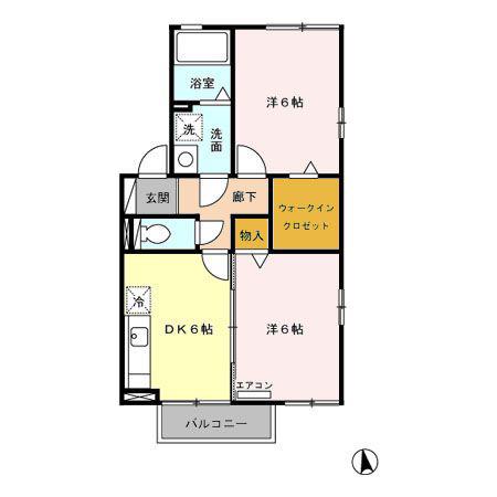 グランメール桜町A(2DK/2階)の間取り写真