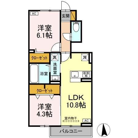 ル・コンフォール(2LDK/1階)の間取り写真