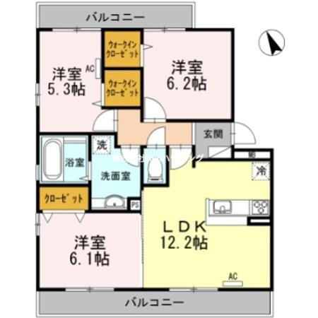 ラフィーナ(3LDK/2階)の間取り写真