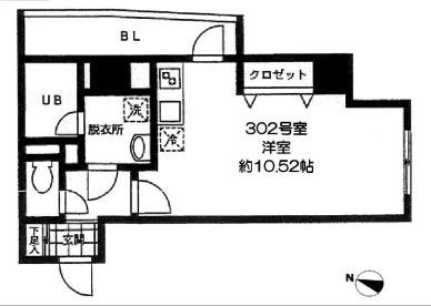 バレーヌ大森山王(ワンルーム/3階)の間取り写真