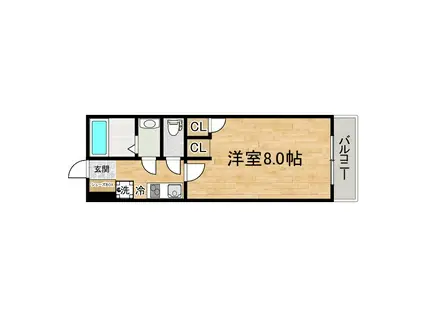 ウエストドリーム桂川(1K/1階)の間取り写真