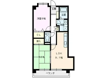 レジデンス藤が丘(2LDK/2階)の間取り写真