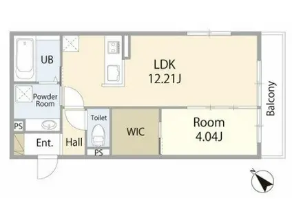 JR山陽本線 加古川駅 徒歩10分 3階建 築6年(1LDK/1階)の間取り写真