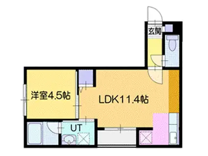 グランオルセー厚別中央(1LDK/4階)の間取り写真