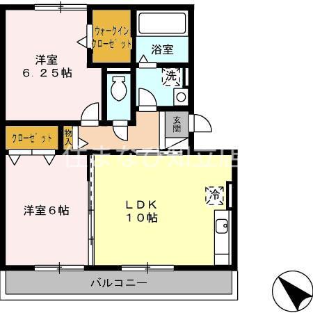 JR東海道本線 安城駅 バス乗車時間:9分 最寄りバス停で下車 徒歩2分 3階建 築18年(2LDK/2階)の間取り写真