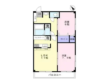 シティパレス(2LDK/3階)の間取り写真
