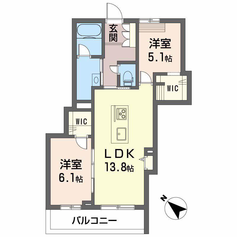 アルフラット サクラ(2LDK/3階)の間取り写真