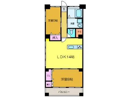 ファミール・若宮(2LDK/2階)の間取り写真