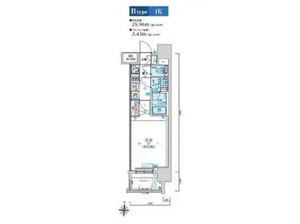 リヴシティ泉(1K/7階)の間取り写真