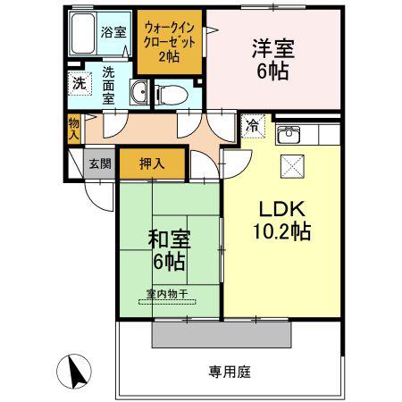セジュール楠(2LDK/1階)の間取り写真