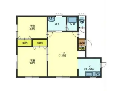 メッセ富岡(2LDK/2階)の間取り写真