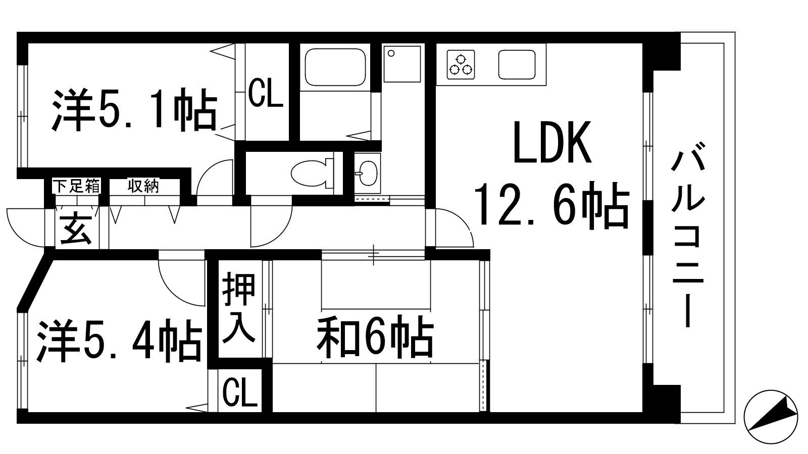 ルミエール多田(3LDK/2階)の間取り写真