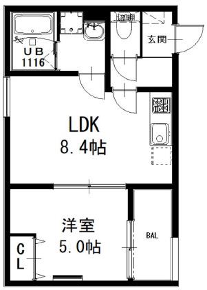 BADGE NAGATA I(1LDK/3階)の間取り写真