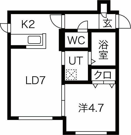 ラージヒル菊水(1LDK/4階)の間取り写真