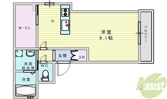 シャーメゾンハレクラニ(1K/2階)の間取り写真