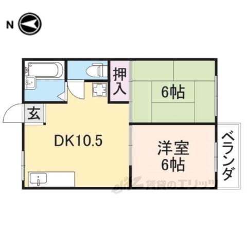 オブリガード・アイ1(2DK/1階)の間取り写真