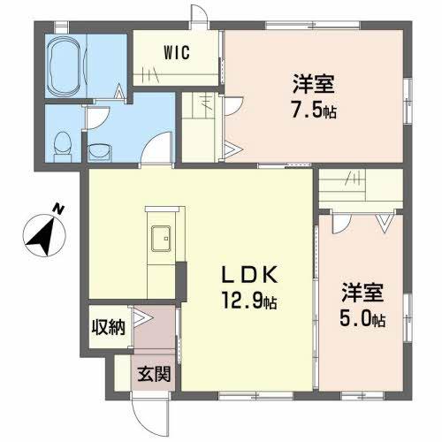 グレースヒルズ B棟(2LDK/1階)の間取り写真
