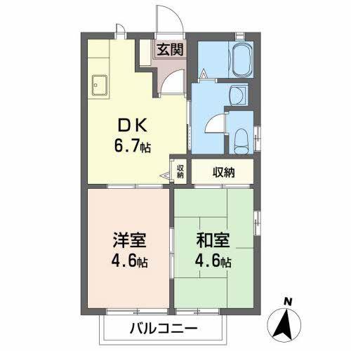 ケンタウルス(2DK/1階)の間取り写真