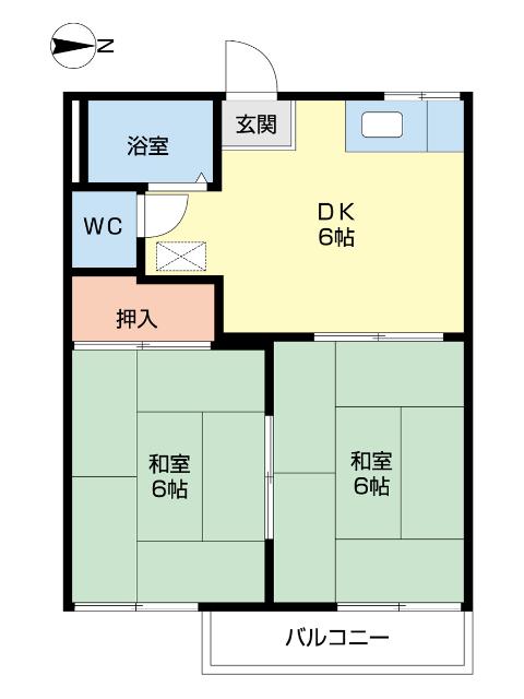 フォーブル鈴木(2DK/2階)の間取り写真